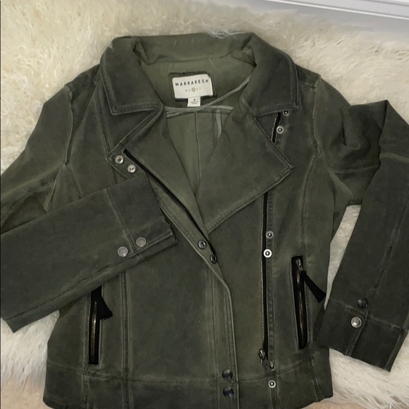 Army green moto jacket sz small - Picture 5 of 6